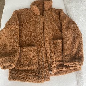 Brown teddy jacket size M